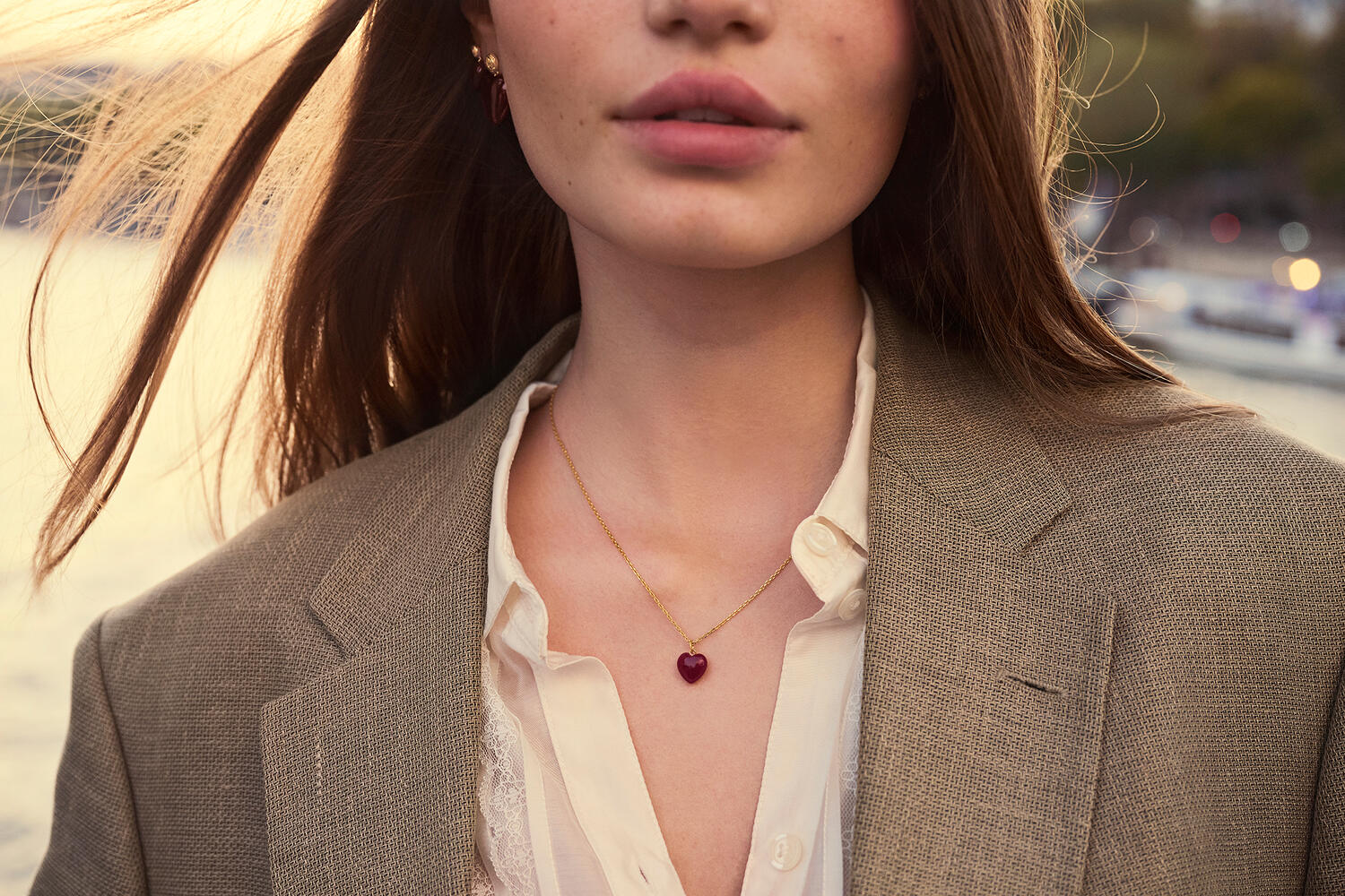 Esme Heart halskæde - Rød Jade